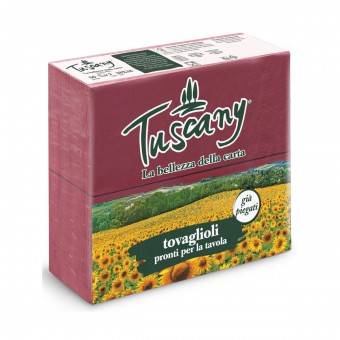 TUSCANY TOVAGLIOLI BORDEAUX 38x38 2 VELI 50 PEZZI PIEGATI, TOVAGLIOLI CARTA, S154687, 70823