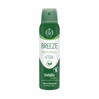 BREEZE DEODORANTE SPRAY NATURAL INVISIBLE GREEN ANTI-MACCHIE 150 ML , DEODORANTI ANTIODORE PER PERSONA, S154681, 70828