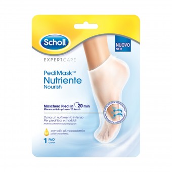 SCHOLL PEDIMASK NUTRIENTE CON OLIO DI MACADAMIA POSA 20 MINUTI 1 PAIO, TRATTAMENTO PIEDI, S154519, 70862