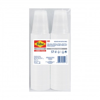 BIBO 100 BICCHIERI IN PLASTICA TRASPARENTE POLIPROPILENE 200 CC , ACCESSORI TAVOLA USA E GETTA, S154516, 70865