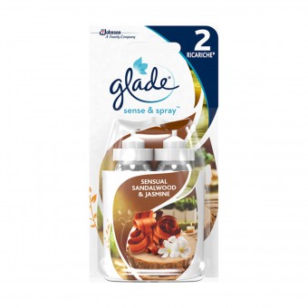GLADE SENS & SPRAY AUTOMATIC SANDALWOOD & JASMINE 2 RICARICHE 18 ML, DEODORANTE AZIONE ISTANTANEA, S154496, 70876