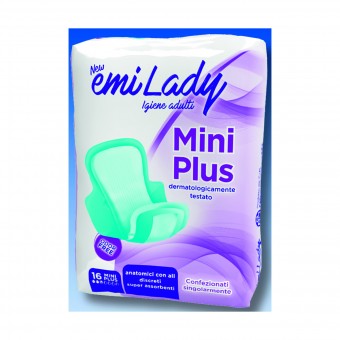 EMI ASSORBENTI LADY MINI PLUS CON ALI RIPIEGATO ANATOMICO 16 PZ DISPOSITIVO MEDICO CE DI CLASSE 1, ASSORBENTI ESTERNI, S154491, 70882