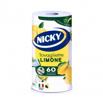 NICKY TOVAGLIETTE IN ROTOLO 60 STRAPPI 2 VELI MONOUSO DECORO LIMONE , ACCESSORI TAVOLA USA E GETTA, S152999, 71404