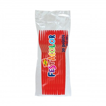 BIBO 20 FORCHETTE IN PLASTICA ROSSA FESTACOLOR, ACCESSORI TAVOLA USA E GETTA, S152427, 71478