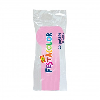 BIBO 20 CUCCHIAI IN PLASTICA ROSA FESTACOLOR , ACCESSORI TAVOLA USA E GETTA, S152421, 71484