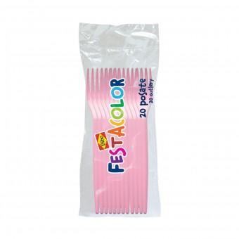 BIBO 20 FORCHETTE IN PLASTICA ROSA FESTACOLOR , ACCESSORI TAVOLA USA E GETTA, S152420, 71485