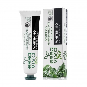 ERBAVIVA BIO DENTIFRICIO WHITENING CARBONE E SALVIA REMINERALIZZANTE 75 ML, DENTIFRICI, S152411, 71489