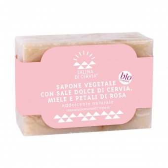 SALINA DI CERVIA SAPONE VEGETALE BIO CON SALE DOLCE DI CERVIA , MIELE E PATALI DI SORA ADDOLCENTE 100 grammI, SAPONI, S152328, 71498