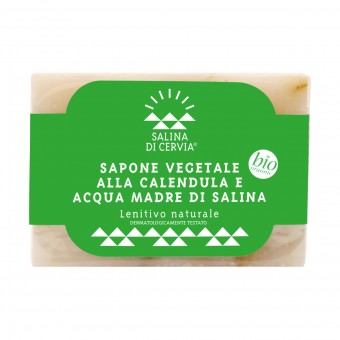 SALINA DI CERVIA SAPONE VEGETALE BIO ALLA CALENDULA E ACQUA MADRE DI SALINA LENITIVO 100 grammi, SAPONI, S152327, 71499