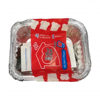 CONTITAL VASCHETTA + COPERCHIO 1 PORZIONE 4 PEZZI IN ALLUMINIO, SACCHETTI / VASCHETTE ALIMENTARI, S151959, 71692