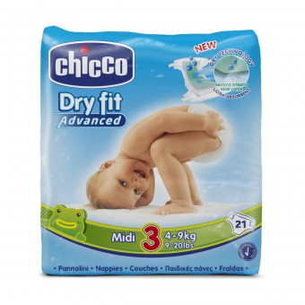 CHICCO DRY FIT ADVANCED 3 MIDI 4-9 KG 21 PZ PANNOLINI, PANNOLINI, S151219, 71925