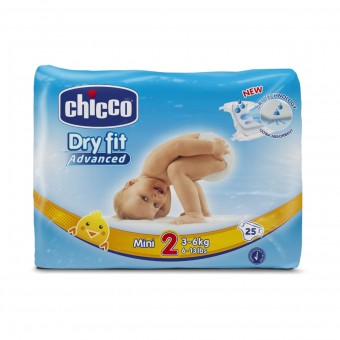 CHICCO DRY FIT ADVANCED 2 MINI 3-6 KG 25 PZ PANNOLINI, PANNOLINI, S151218, 71926