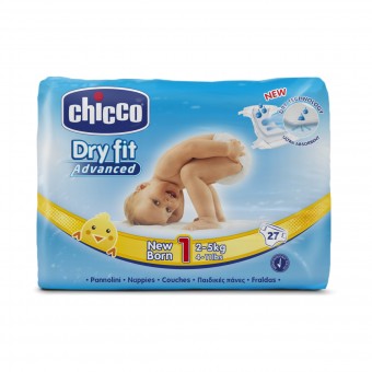 CHICCO DRY FIT ADVANCED 1 NEW BORN 2-5 KG 27 PZ PANNOLINI, PANNOLINI, S151217, 71927