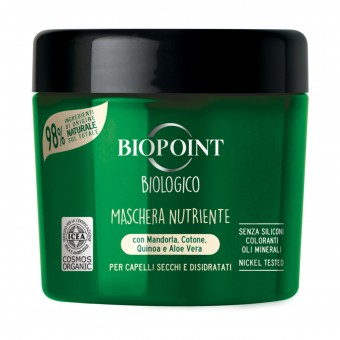 BIOPOINT BIOLOGICO MASCHERA NUTRIENTE CON MANDORLA, COTONE, QUINOA e ALOE VERA PER CAPELLI SECCHI E DISIDRATATI 200 ML, DOPO SHAMPOO, S151145, 71958