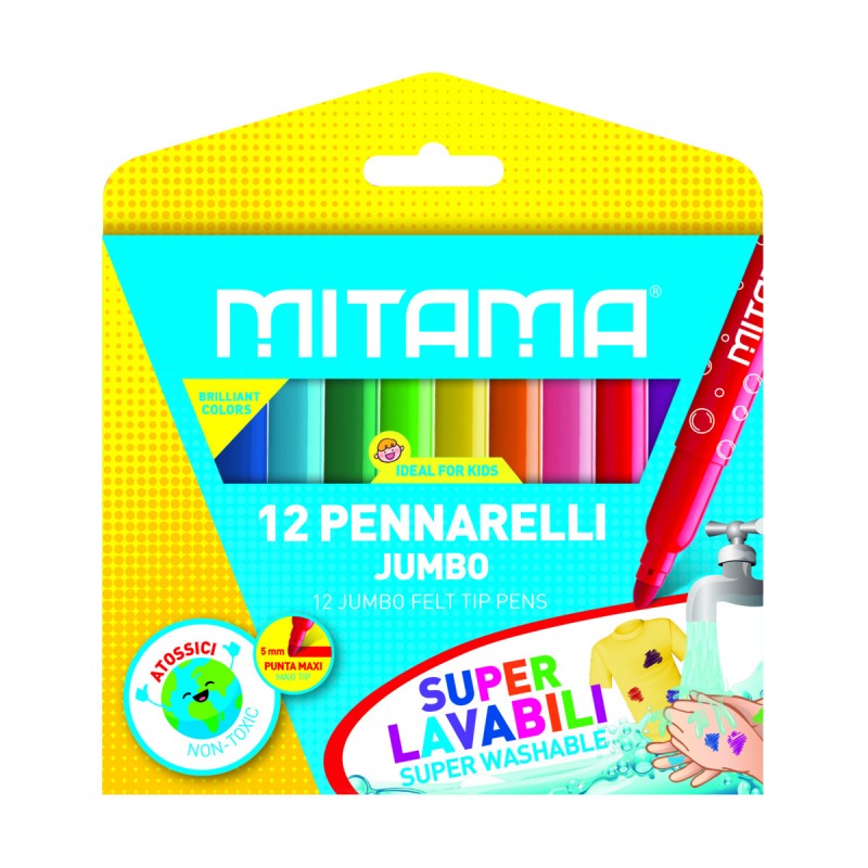Mitama Pennarelli Jumbo Super Lavabili - Punta 5mm - 50 Pezzi Colorati - Con Barattolo Portapenne - Foto 6