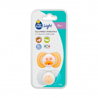 NEO BABY SUCCHIETTO LIGHT ANATOMICO CAUCCIU' NATURALE 0m+ ARANCIONE 2 PZ BLISTER, ACCESSORI/SUCCHIOTTI BAMBINO, S149219, 72439