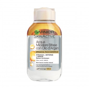 GARNIER ACQUA MICELLARE DETERGENTE BIFASE OLIO DI ARGAN 100 ML, PULIZIA VISO DONNA, S147293, 73213