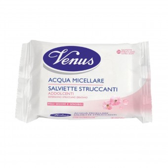 VENUS ACQUA MICELLARE 25 SALVIETTE STRUCCANTI ADDOLCENTI PELLI SECCHE E SENSIBILI, PULIZIA VISO DONNA, S146588, 73312