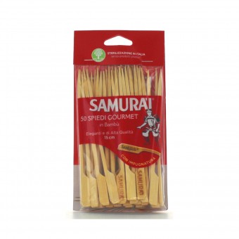 SAMURAI 50 SPIEDINI GOURMET DI BAMBU' CON IMPUGNATURA LUNGHEZZA 15 CM , ACCESSORI TAVOLA USA E GETTA, S144881, 73593