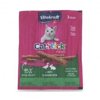 VITAKRAFT CAT STICK MINI ANATRA E CONIGLIO PER GATTO BUSTA 3 PZ DA 18 GRAMMI, ACCESSORI, S144670, 73664