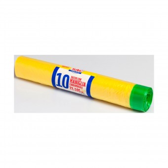 GEL SAC 10 SACCHI CONDOMINIALI IN POLIETILENE MISURA 72x105 CON MANIGLIA GIALLO IN ROTOLO, SACCHETTI SPAZZATURA, S142303, 74264