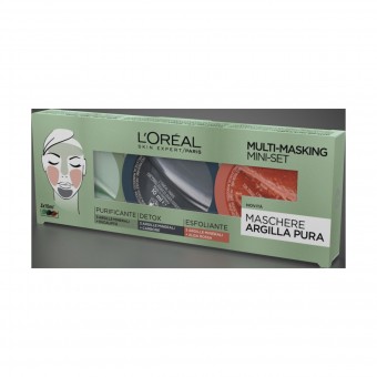 L'OREAL KIT 3 MASCHERE VISO ARGILLA PURA PURIFY - DETOX - SMOOTH 10 ML CADAUNA , CURA VISO DONNA, S141607, 74423