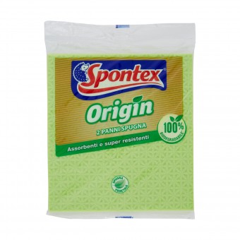 SPONTEX PANNOSPUGNA ORIGIN VEGETALE 100% BIODEGRADABILE 2 PZ, SPUGNE PIATTI E CUCINA/PANNI SPUGNA, S141337, 74518
