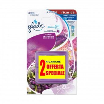 GLADE DISCREET ELETTRICO 2 RICARICHE FIORI DI LAVANDA & GELSOMINO, DEODORANTI AZIONE CONTINUA, S140366, 74613