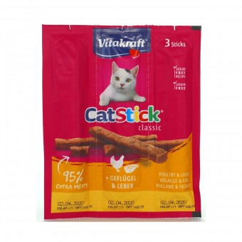 VITAKRAFT CAT STICK MINI POLLO E FEGATO BUSTA 3 PEZZI DA 18 grammi , ACCESSORI, S140270, 74650