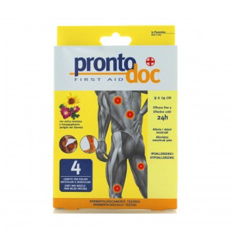 PRONTO DOC 4 CEROTTI CON ARNICA x DOLORI ARTICOLARI e MUSCOLARI EFFICACE 24h 9x14cm, MEDICAZIONE & PRONTO SOCCORSO, S139400, 74783