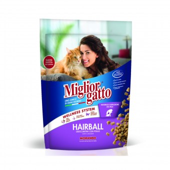 MIGLIOR GATTO HAIRBALL CROCCANTINI CON POLLO BUSTA 400 GRAMMI, NUTRIZIONE, S139119, 74864