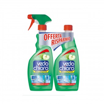 VEDO CHIARO BRILLATUTTO COMPLETO 500 ML + RICARICA 500 ML MELA VERDE, PULITORI VETRO MULTIUSO, S138608, 74980