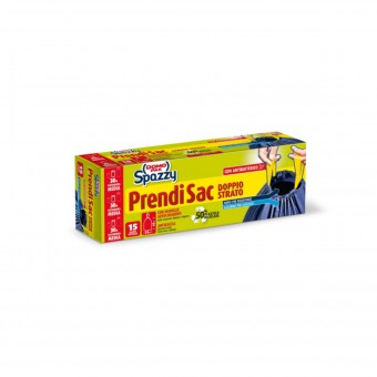 DOMOPAK SPAZZY PRENDI SAC 52x60 15 PZ DOPPIO STRATO BLU/NERO, SACCHETTI SPAZZATURA, S138550, 74986