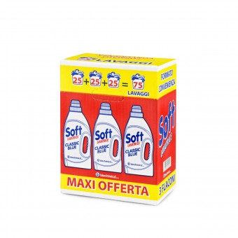 SOFT DETERSIVO BUCATO LAVATRICE LIQUIDO CLASSIC BLUE 3 PEZZI x 1,625 LITRI, BUCATO LAVATRICE, S134166, 75731