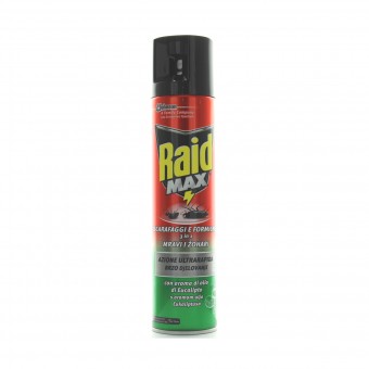 RAID MAX INSETTICIDA SCARAFAGGI E FORMICHE EUCALIPTO 400 ML, INSETTICIDI VOLANTI, S133925, 75785