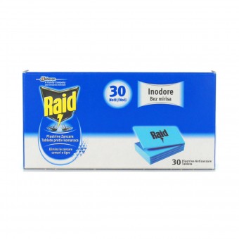 RAID INSETTICIDA PIASTRINE ZANZARE INODORE 30 PZ, INSETTICIDI VOLANTI, S133923, 75787