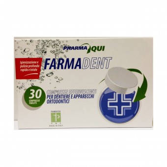FARMADENT 30 COMPRESSE EFFERVESCENTI PER DENTIERE e APPARECCHI ORTODONTICI, CURA DENTIERE, S131119, 76058