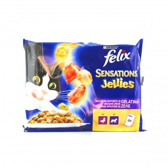 FELIX GATTI SENSATIONS BUSTA ANATRA-SPINACI E AGNELLO-SELVAGGINA BUSTE 4x100 GRAMMI , NUTRIZIONE, S131092, 76070