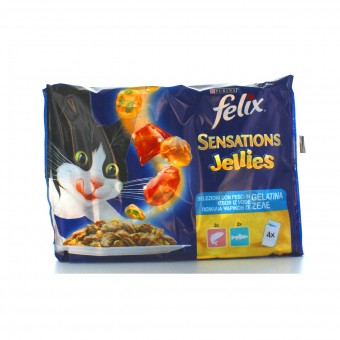 FELIX GATTI SENSATIONS SALMONE-GAMBERETTI E TROTA-SPINACI BUSTE 4x100 GRAMMI , NUTRIZIONE, S131091, 76072