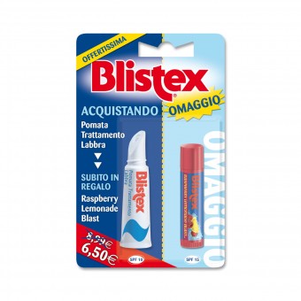 BLISTEX POMATA TUBETTO 6 GRAMMI+STICK RASPBERRY LEMONADE 4,25 GRAMMI , PROTETTIVI LABBRA, S131069, 76075