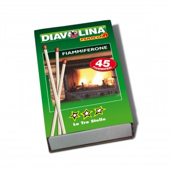 DIAVOLINA FIAMMIFERONE 45 FIAMMIFERI LE TRE STELLE, ACCENDIFUOCO, S130464, 76145