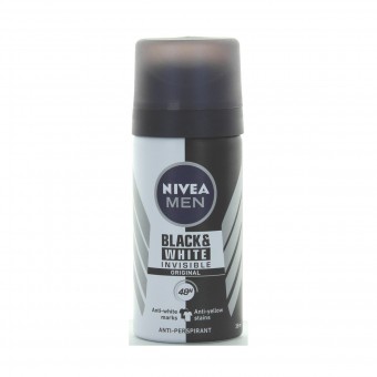 NIVEA FOR MEN DEODORANTE SPRAY INVISIBLE BLACK&WHITE MINI SIZE 35 ML, DEODORANTI ANTIODORE PER PERSONA, S129555, 76231
