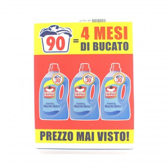 OMINO BIANCO DETERSIVO BUCATO LAVATRICE LIQUIDO MUSCHIO BIANCO PACCO TRIPLO 90 LAVAGGI TOTALI - 3 x 1500ml, BUCATO LAVATRICE, S121039, 77222