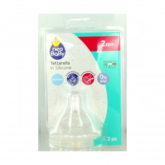 NEO BABY TETTARELLA COLLO LARGO SILICONE - FLUSSO REGOLABILE 2 PZ, ACCESSORI/SUCCHIOTTI BAMBINO, S092859, 78561