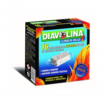 DIAVOLINA LIGNITE 16 MAXI TAVOLETTE IN BUSTINE SINGOLE, ACCENDIFUOCO, S073847, 78832