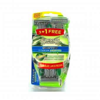 WILKINSON QUATTRO TITANIUM RASOIO 3+1 U&G 4 LAME, LAME E RASOI PER UOMO, S043366, 79175