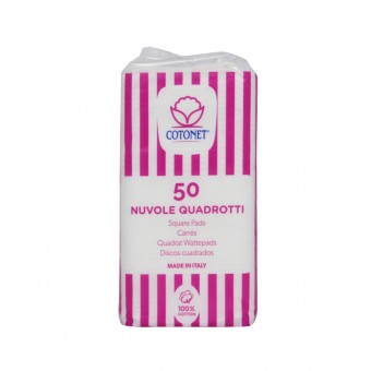 COTONET DISCHETTI MAKE-UP 50 PZ. MAXI QUADRI DI PURO COTONE IN BUSTA, COTONE, S043363, 79177
