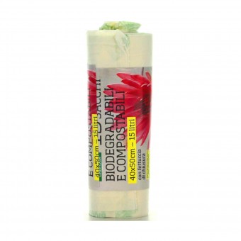 GEL SAC SACCHI RIFIUTI BIODEGRADABILI PER RIFIUTI UMIDI 40x50 15 PZ, SACCHETTI SPAZZATURA, S035274, 79804