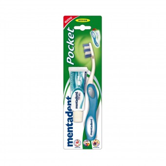 MENTADENT POCKET SPAZZOLINO DENTI + DENTIFRICIO 15 ML, SPAZZOLINI, S029305, 80070