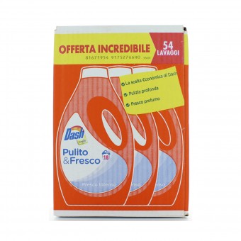 DASH SIMPLY ARANCIONE DETERSIVO LIQUIDO FRESCO INTENSO 18 LAVAGGI x 3 PEZZI , BUCATO LAVATRICE, S150529, 80776